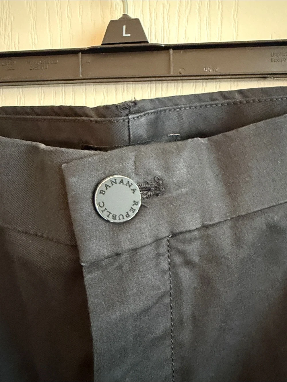Banana Republic Men's Black Flat Front Dress Pants Slim Fit 42x32 EUC